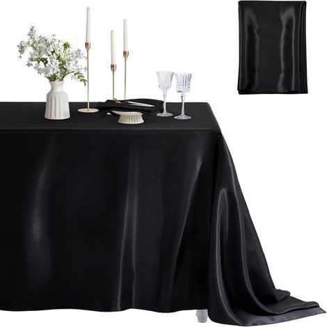 Mantel, Mantel de satén, Mantel rectangular suave y sedoso, Mantel morado, Mantel de poliéster, 60 x 84 pulgadas, Morado (1/5)