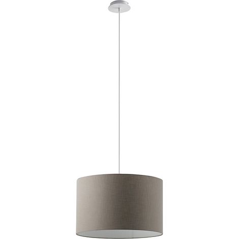 Lampada a Sospensione Vivien Rossini Group con Paralume Cilindrico Tortora - Struttura in Metallo Bianco - Attacco E27, Potenza 75W, IP20 (1/5)