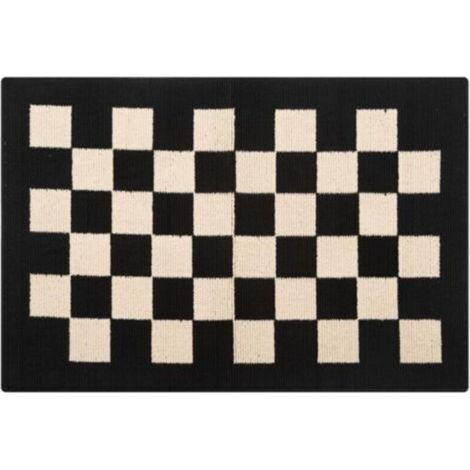 Tapis à carreaux antidérapant pour entrée - 50 x 80 cm - Convient aux entrées intérieures et extérieures. balcons. couloirs et espaces pour animaux - Noir (1/5)