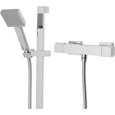 Triton Muse Square Thermostatic Bar Mixer Shower Exposed Chrome + Riser Rail (1/5)