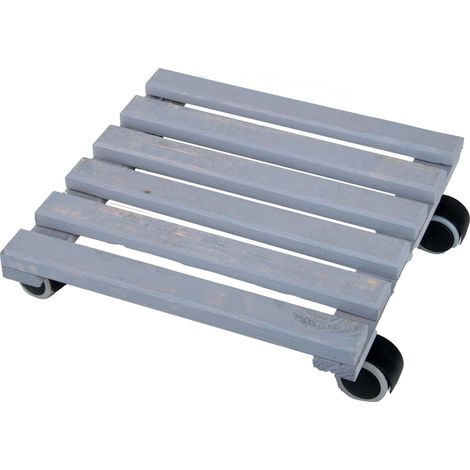 Support à roulettes en bois pour plantes d'intérieur Carré - Gris (1/5)