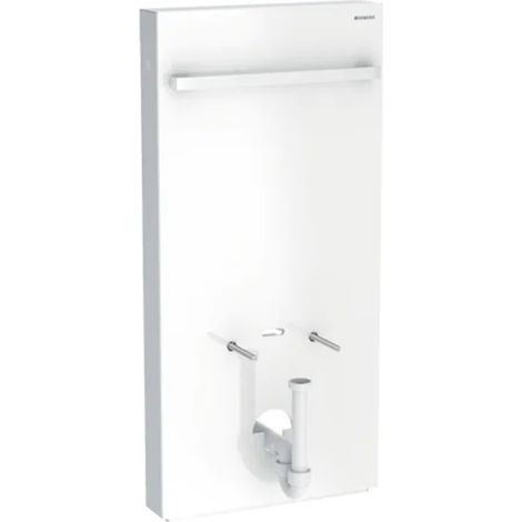 Panneau sanitaire Geberit MONOLITH pour bidet, 101 cm, avec porte-serviettes, verre blanc, latéral aluminium - Geberit (1/4)