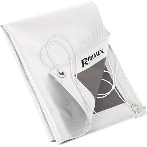 Bâche PVC 300g/m 5x8m - Blanche et Grise - Résistante et Imperméable - Protection Extérieure - D-Work