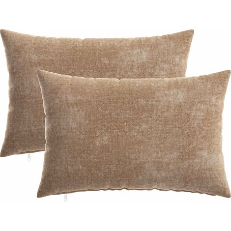 Cuscino 2 pz HEERLEN Marrone 30 x 50 cm Tessuto Chenille vidaXL (1/5)