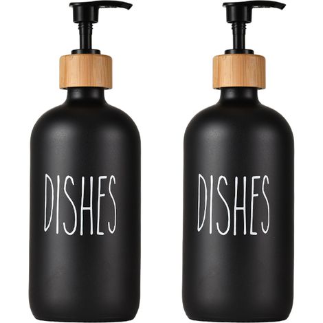 Distributeur De Savon - Verre Trempé Pompe En Plastique Sans Rouille - Pour Salle De Bain Cuisine Main Vaisselle - 1 Pièce (1/5)