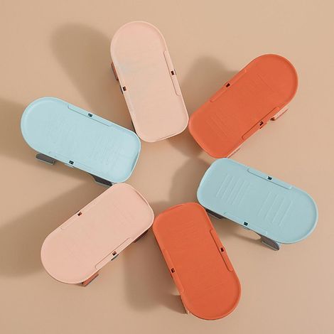 Lot de 5 supports à chaussures réglables 3 positions, étagère à chaussures double couche pour dortoir, rangement mural pour chaussures, économise d'espace, bleu. (1/5)