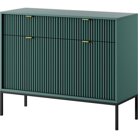Cassettiera: 2 cassetti, 2 ante, labrador, oro, 104 x 83 x 39 cm, maniglie dorate (1/5)