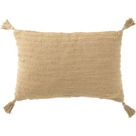 Coussin Déco à Pompons "Marea" 40x60cm Beige Foncé (1/2)