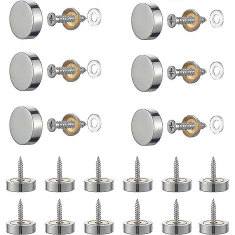 20 jeux de vis à miroir argentées, vis à miroir de 12 mm en laiton poli, avec clou à miroir à capuchon décoratif [jkw] (1/5)