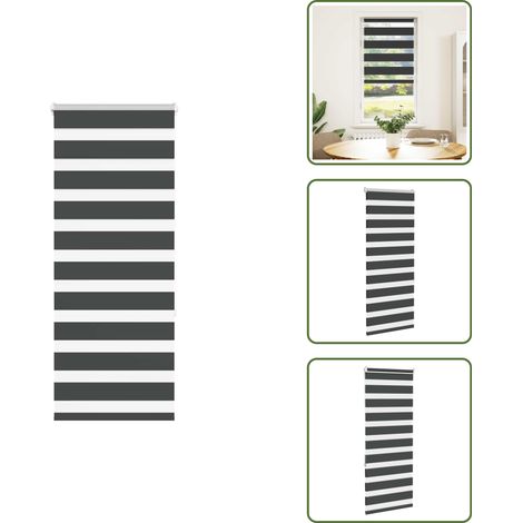 Zebrarollo Schwarz 65x150 cm Stoffbreite 60,9 cm Polyester - Zebra-Jalousie - Zebra-Jalousien - Zebra-Rollo - Doppelrollo (1/5)