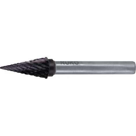 RUKO Hartmetall-Frässtift SKM Ø 10 mm Kopflänge 20 mm Schaft-Ø 6 mm TiCN Verzahnung KVZ 4 - 116037TC (1/5)