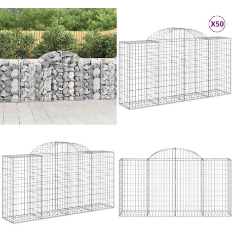 Gabionen mit Hochbogen 50 Stk 200x50x100/120cm Verzinktes Eisen - Gabionen - Gabionenkorb - Gartendeko - Zaun - Sichtschutz - Home & Living (1/5)