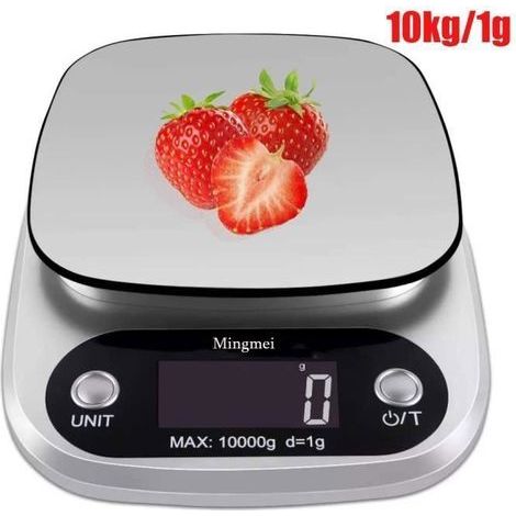 Digitale Küchenwaage – Von 1 g bis 10 kg – Edelstahl – Hohe Präzision – Mit LCD-Display und Batterie (1/4)