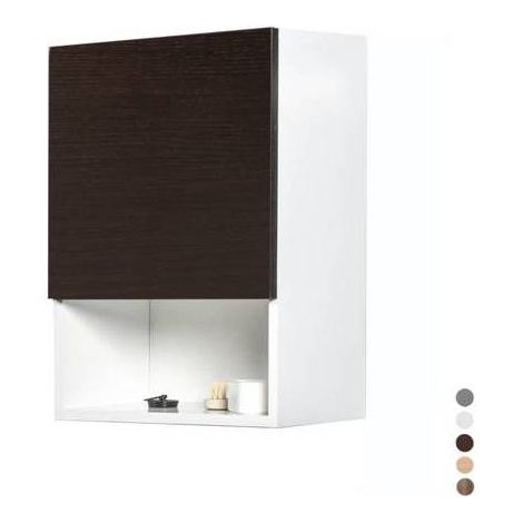 ARMOIRE SUSPENDUE À 1 PORTE ET COMPARTIMENT OUVERT Dimensions : Blanc