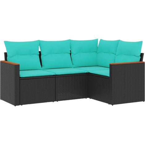 Maison Exclusive - Set Divani da Giardino 4 pz con Cuscini Nero in Polyrattan (1/5)