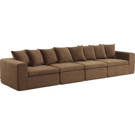 sweeek - Modulares 4-Sitzer Sofa mit Chenille-Bezug, Chenille, Braun
