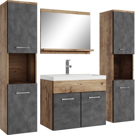 Mobile da bagno Montreal XL 60cm Rovere Castagno con Grigio Scuro