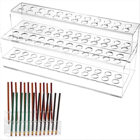 Acryl-Stifthalter, Stiftständer mit 48 Fächern, 2-stufiger Tischständer, transparent, für Augenbrauenstifte, ideal für Zuhause, Büro oder Schule. (1/5)