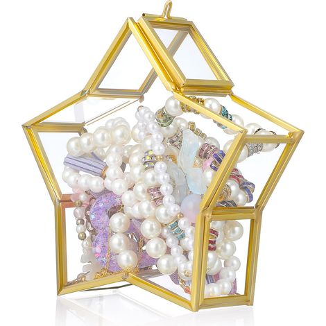 Petite Bouteille à Souhaits en Verre Transparente D’étoile à Cinq Branches, Boîte à Bijoux Créative pour Rangement de Petits Objets, Coffret Présent D’anniversaire Décoratif, 1 (1/5)
