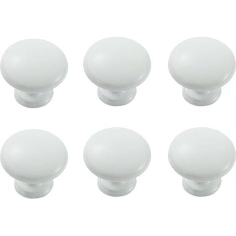 Maniglie rotonde in alluminio per cassetti, maniglie moderne e minimaliste per mobili da cucina, cassettiere e armadi, bianche, set da 6 (1/4)