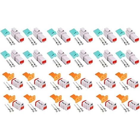 12 Sets Ensembles Connecteur Imperméable, Connecteurs DT à 2 Pin,Auto Terminal Connecteur de Fil de Voiture Électrique Étanche Plug 2 Broches mâles et femelles pour Moto Scooter Camion Bateaux (1/4)