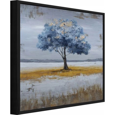 cadre métallique noir tableau arbre abstrait loft salon chambre 30x30 (1/3)