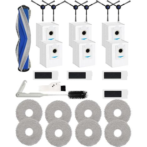 Juego de 27 repuestos FOREHILL para aspiradoras robóticas ECOVACS DEEBOT T30S y T30S COMBO: 1 cepillo principal, 6 cepillos laterales y 4 filtros. (1/5)