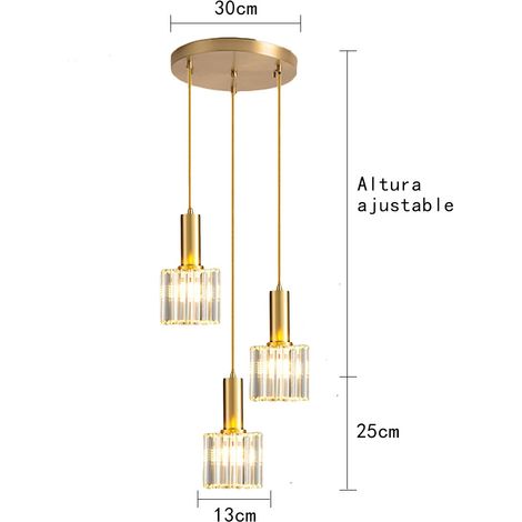 Mini suspension en cristal moderne pour chambre à coucher de salle à manger d'île de cuisine 3 lumières (1/5)