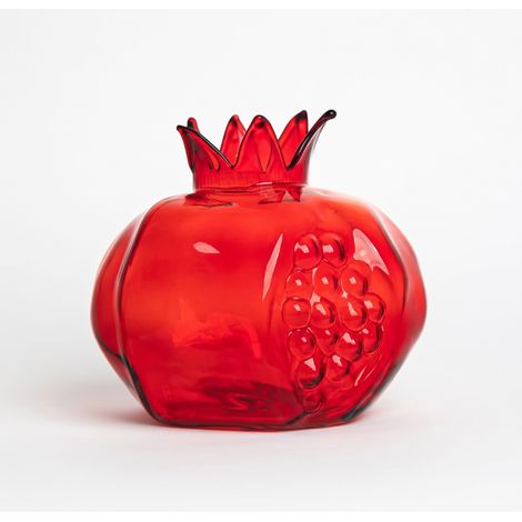 Vase champignon en verre rouge vif (1/5)