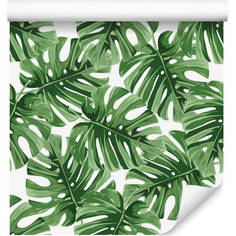 Papel pintado de hojas tropicales para salón y dormitorio, 50x1000 cm. (1/5)