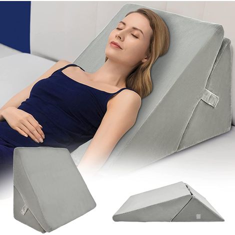COSTWAY Cuscino a Cuneo per Letto e Divano, Cuscino da Lettura Relax, per Gambe Schiena e Ginocchio, con Fodera Lavabile (Grigio) (1/5)