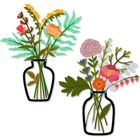 2-teiliges, mehrfarbiges Metall-Wanddekor-Set, Metallblumen-Wandkunst fürs Wohnzimmer, Wanddeko aus Legierungsblumen – rustikaler Landhausstil