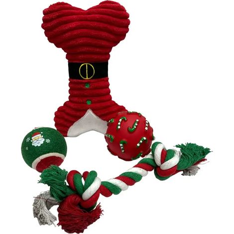 Coffret jouets de Noël pour chien – Peluches, balles et corde (1/2)