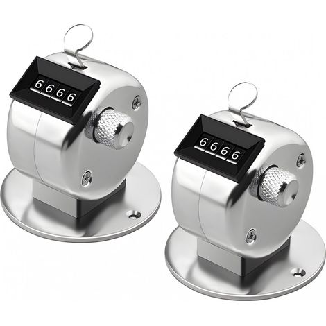 Compteur manuel - Compteur manuel numérique - Lot de 2 - Compteur de personnes - Compteur de clics manuel - Compteur manuel - Fixation sur bureau - avec socle de montage (1/5)
