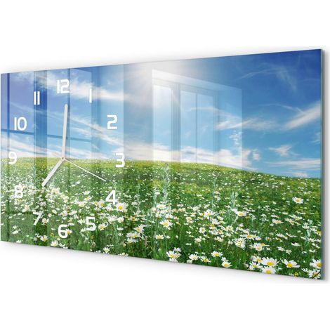 Horloge Murale Panoramique en Verre 60x30 cm Décorative Moderne Salon Cuisine Prairie (1/5)