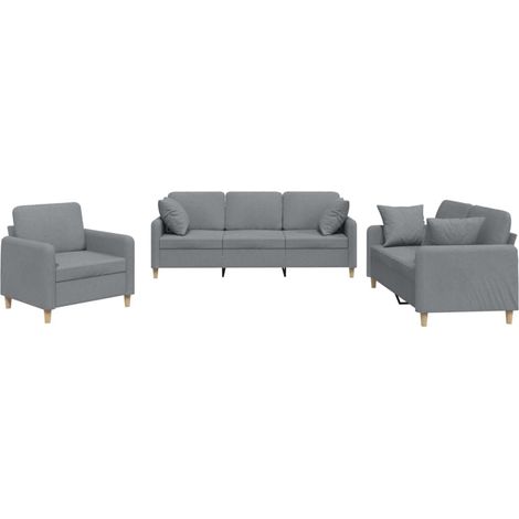 Maison Exclusive - Set Divani 3 pz con Cuscini Grigio Chiaro in Tessuto