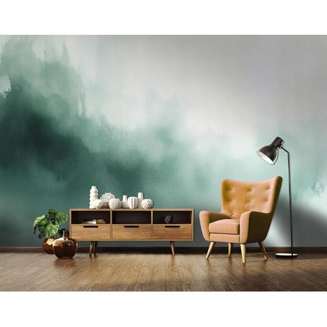 Vlies Fototapete Abstrakt 400x280 cm, Tapeten, für Wohn und Schlafzimmer, Vliestapete Wandtapete Tapete 3D Effekt- inkl. Kleister - Nebel Aquarell Bunt, WallArena