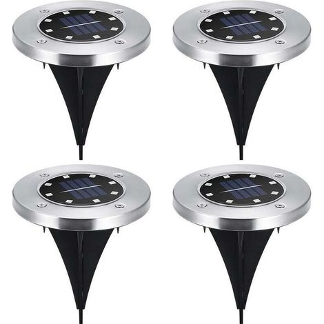 Set mit 4 Solar-LED-Scheiben-Gartenstrahlern zum Bepflanzen