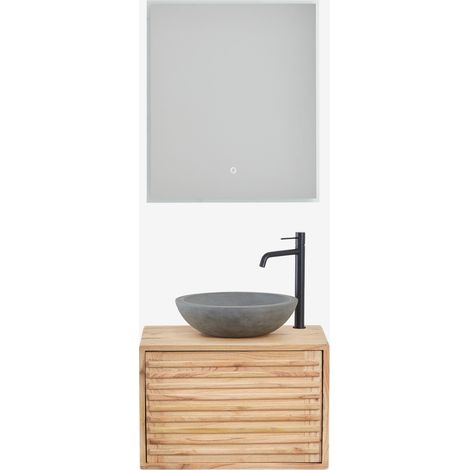 Ensemble meuble de salle de bain suspendu 60x45 cm en bois Deleyna SKLUM