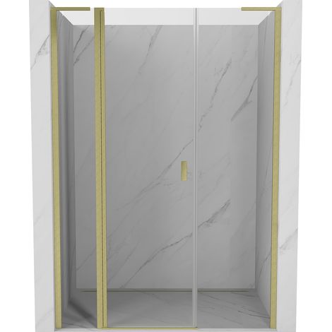 Mexen Mist L Duschdrehtür 140 cm, transparent, gebürstetes Gold - 8A4L-140-001-55-00 (1/5)