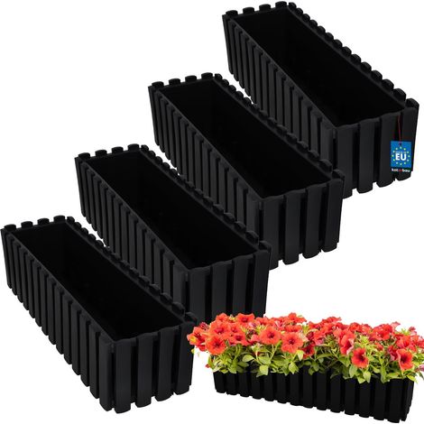 Jardinière de balcon rustique anthracite 60 cm, lot de 4 (1/5)