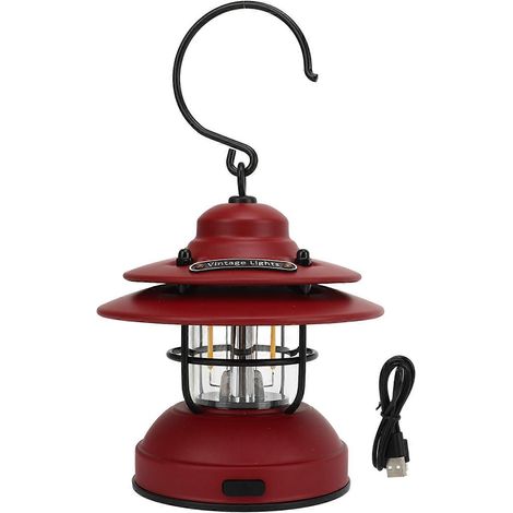 Retro-LED-Hängelampe, IPX4 wasserdicht, 35-100 Lumen, tragbare Vintage-Campinglaterne für den Einsatz im Freien, zum Wandern und für die Gartenbeleuchtung. (1/5)