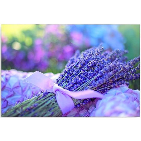 Tableau bois bouquet de lavande - 70 x 50 cm (1/4)