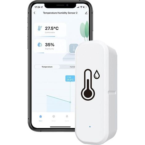 Sensore di temperatura e umidità, termometro wireless per domotica, monitoraggio remoto, compatibile con hub/gateway