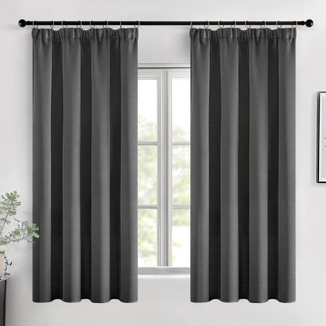 2 Pièces Rideau Occultant, Thermique Isolant, Phonique, Galon Fronceur, Pour Chambre Et Salon, Gris, L140 x H145 cm (1/5)