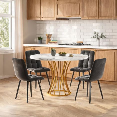 Ensemble table et 4 chaises de cuisine design moderne plateau (1/5)