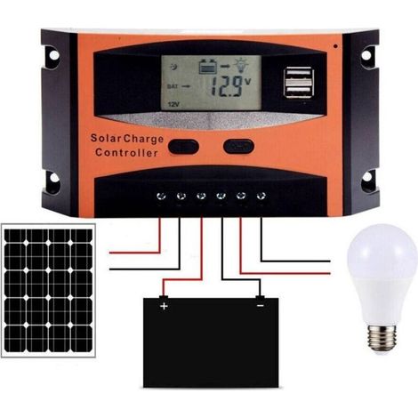 Régulateur De Charge 30a Pour Panneau Solaire 12/24v écran Lcd Usb Art. Ld2430c (1/5)