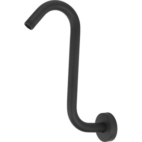 Bras de douche NPT1/2 encastré, pommeau de douche mural en forme de S, rallonge, vernis noir cuit au four (1/5)