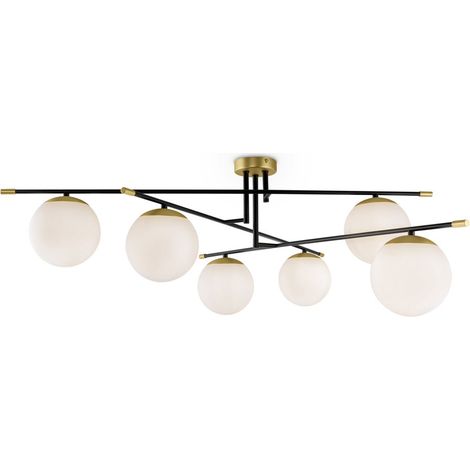 Plafoniera Maytoni Nostalgia ottone 6 luci sfere vetro (1/9)
