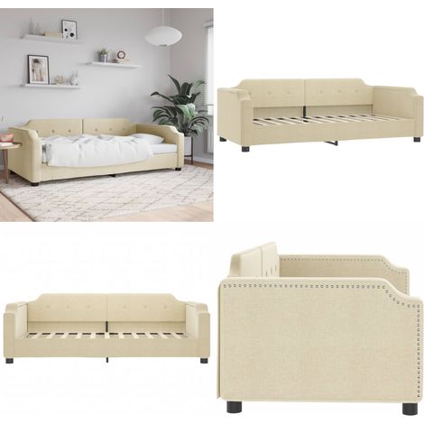 Lit de repos crème 100x200 cm tissu - Canapé-lit - Canapé (1/5)